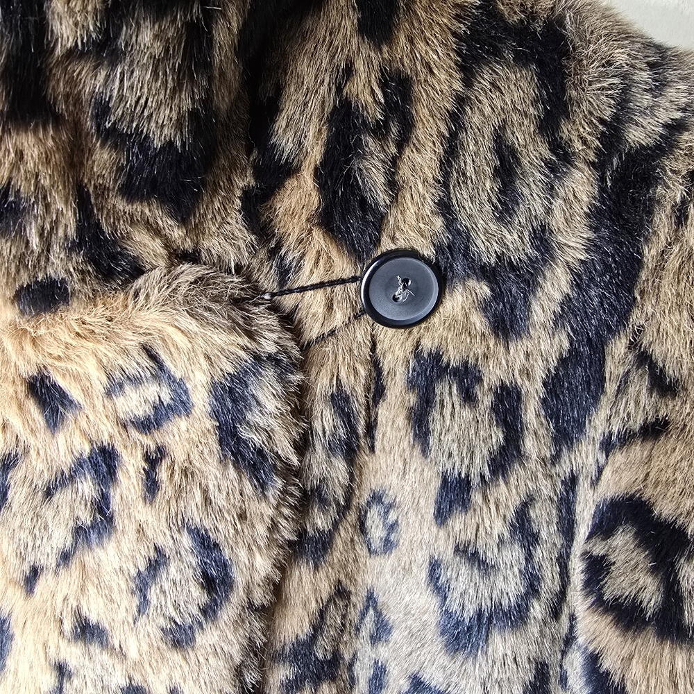 Vintage Olympia Limited Inc Leopard Print Faux Fur Parka Jacket Size Medium - Picture 6 of 12